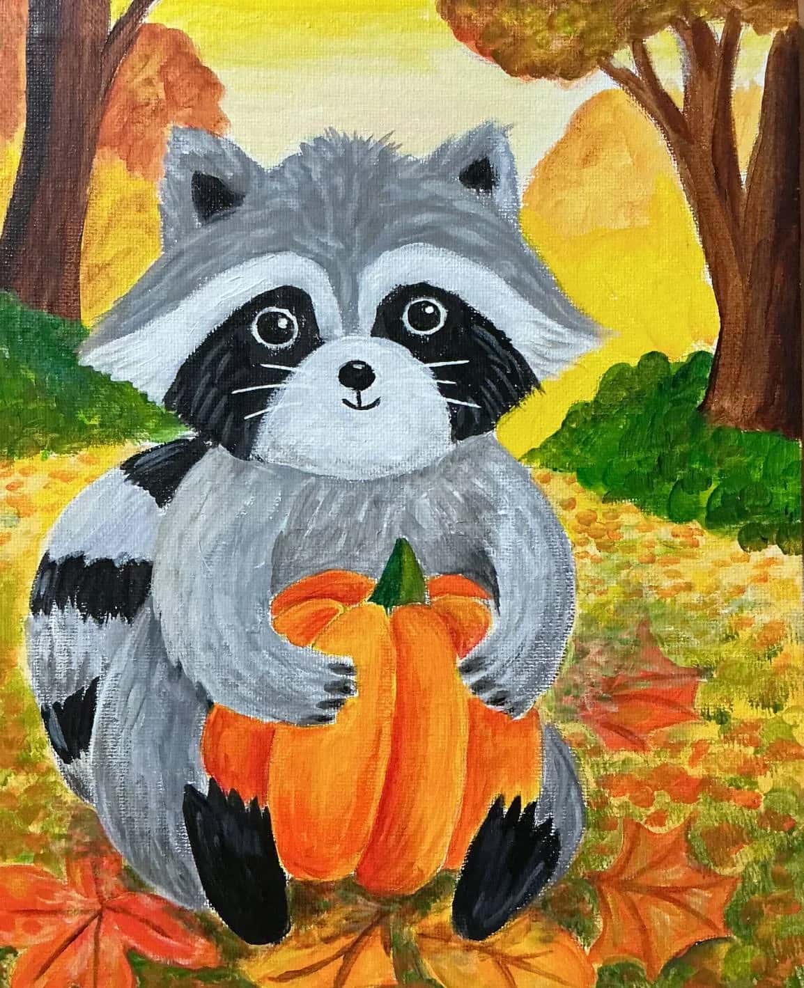 Kids: Raccoon with Pumpkin
