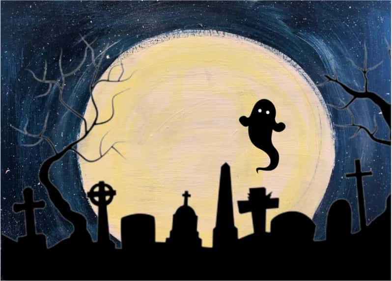 Kids: Halloween Moon with UV Glow paint